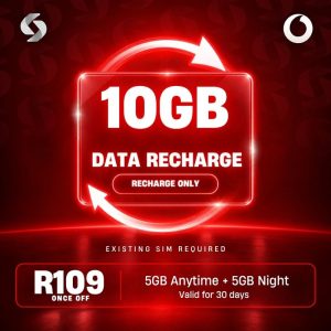Vodacom Recharge 10GB (5GB+5GB)