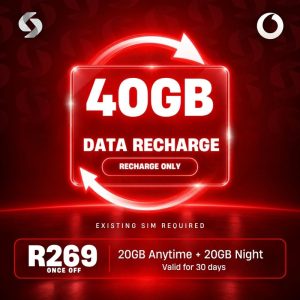 Vodacom Recharge 40GB (20GB+20GB)